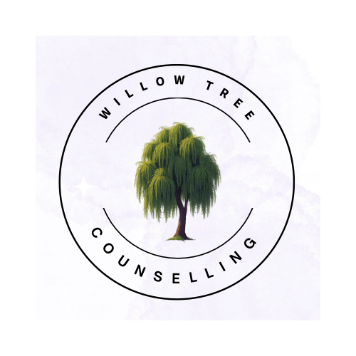 Logo with a willow tree in the center, surrounded by the text 'Willow Tree Counselling' in a circular arrangement.