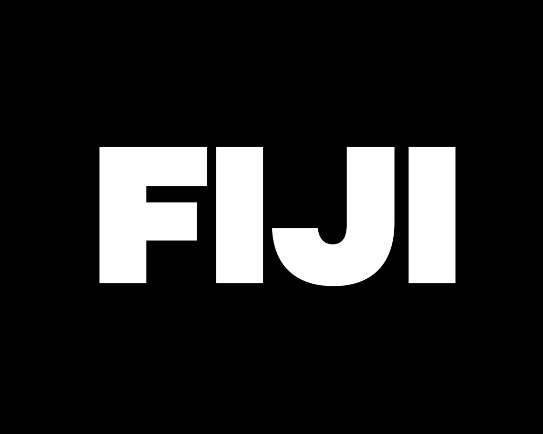 Fiji logo in black and white with bold letters.