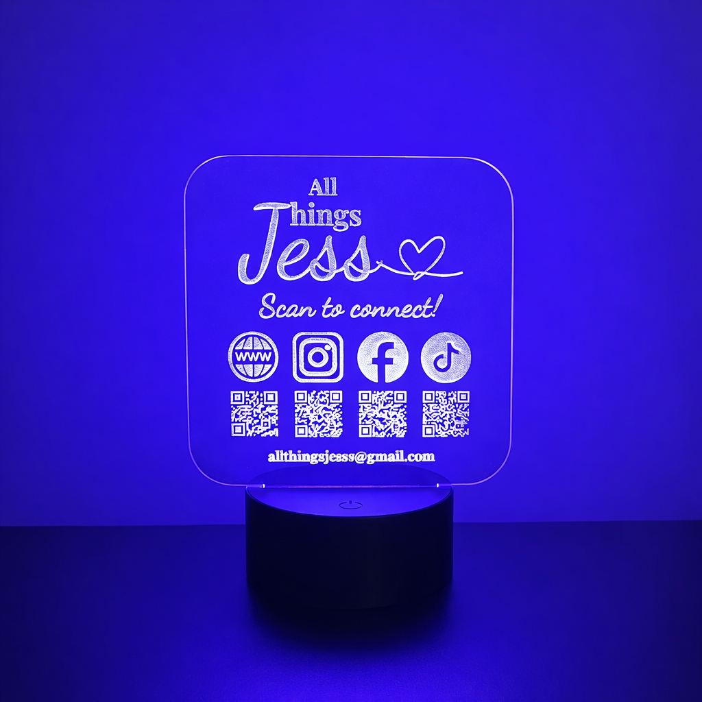 LED QR Code Acrylic Sign: Custom Social Media Display for Market Vendors
