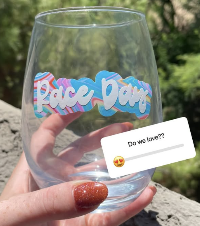 Tie Dye Race Day Wine Glass