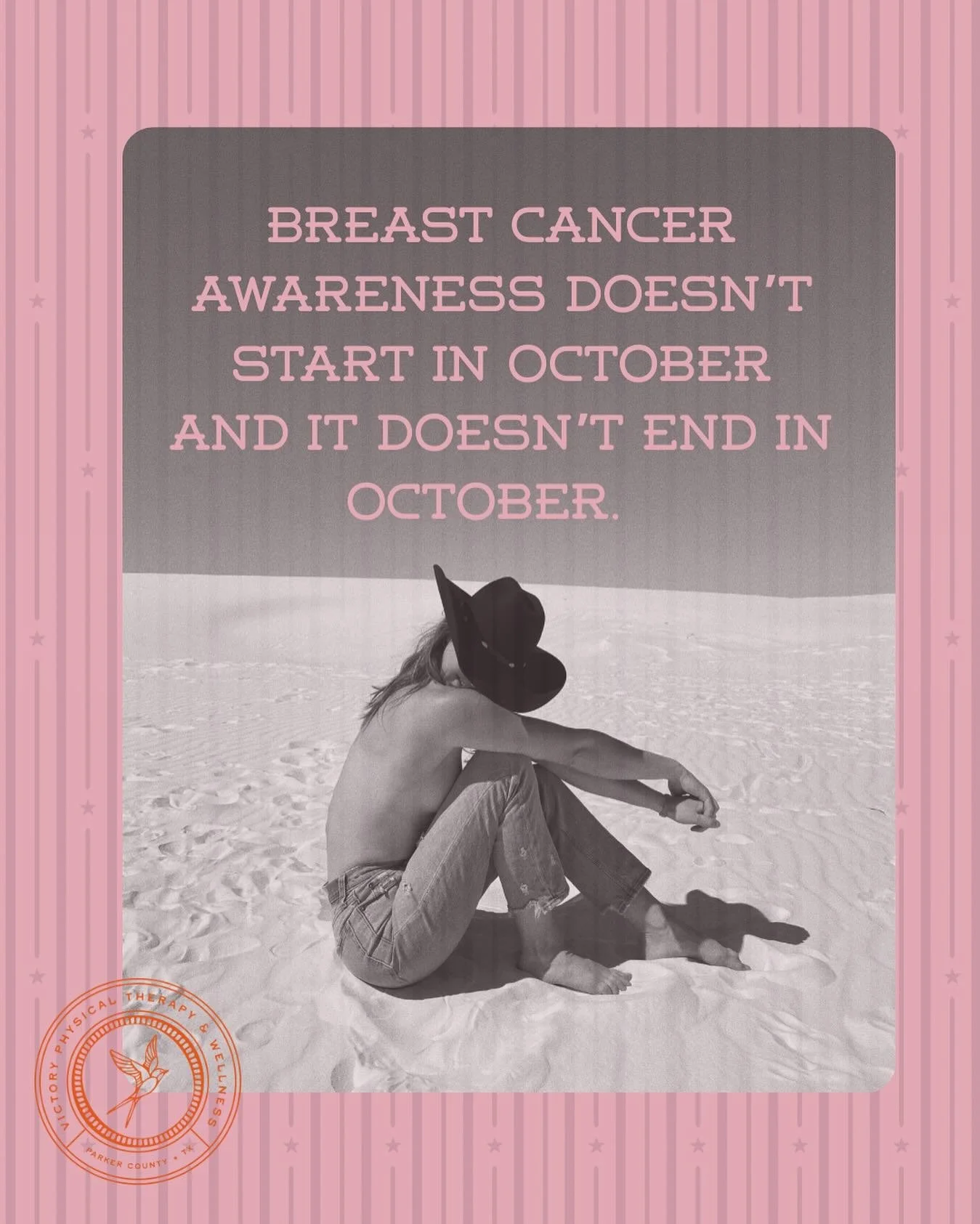 Breast cancer awareness is more than October. It&rsquo;s 12 months of the year. 
⭐️
Here for all the survivors and thrivors out there. I see you. Keep going Cowgirl.