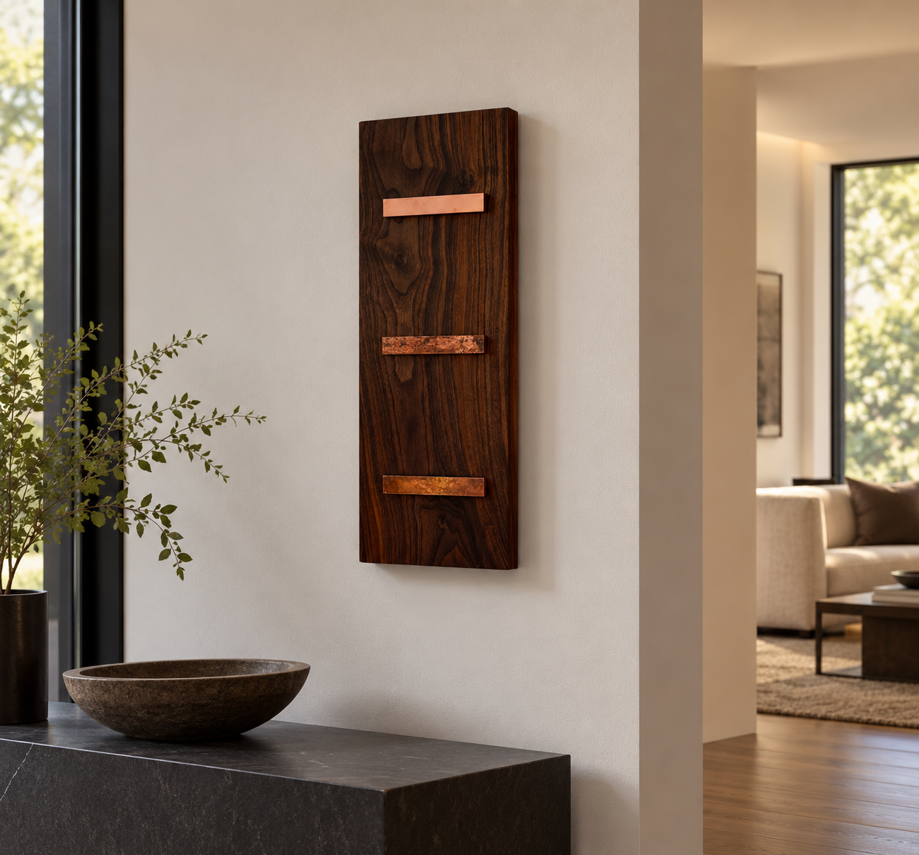 Modern Copper-Bar Wood Sculpture Foyer.png