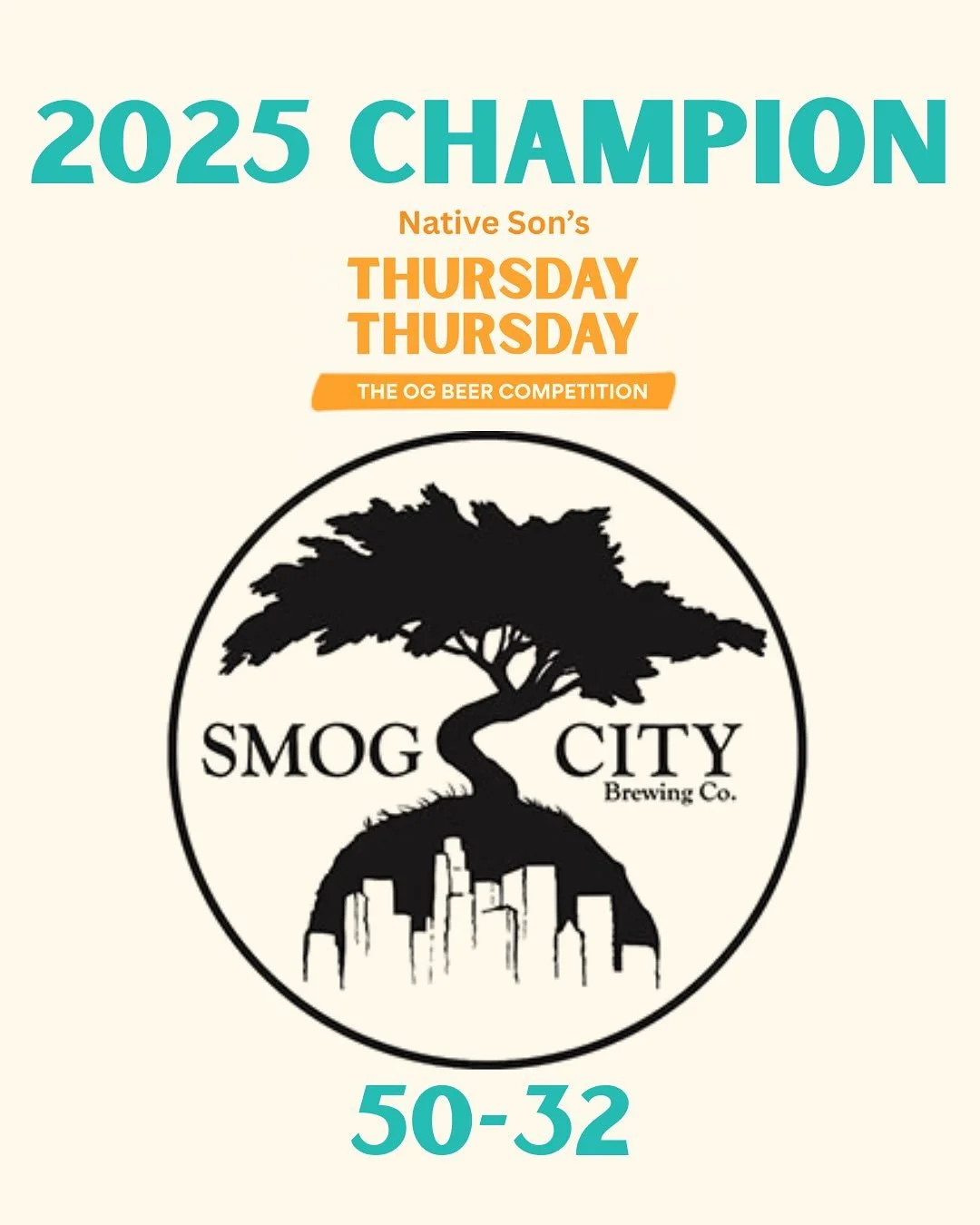 WE HAVE A WINNER 🍺🥇
THE CHAMPIONS OF #THURSDAYTHURSDAY AT NATIVE SON IE 2025 ARE 
.
.
.
@smogcitybeer 

Thank you everyone for sharing some great beer with us over the last few months! 
The fun doesn&rsquo;t stop though! Keep coming through and gra