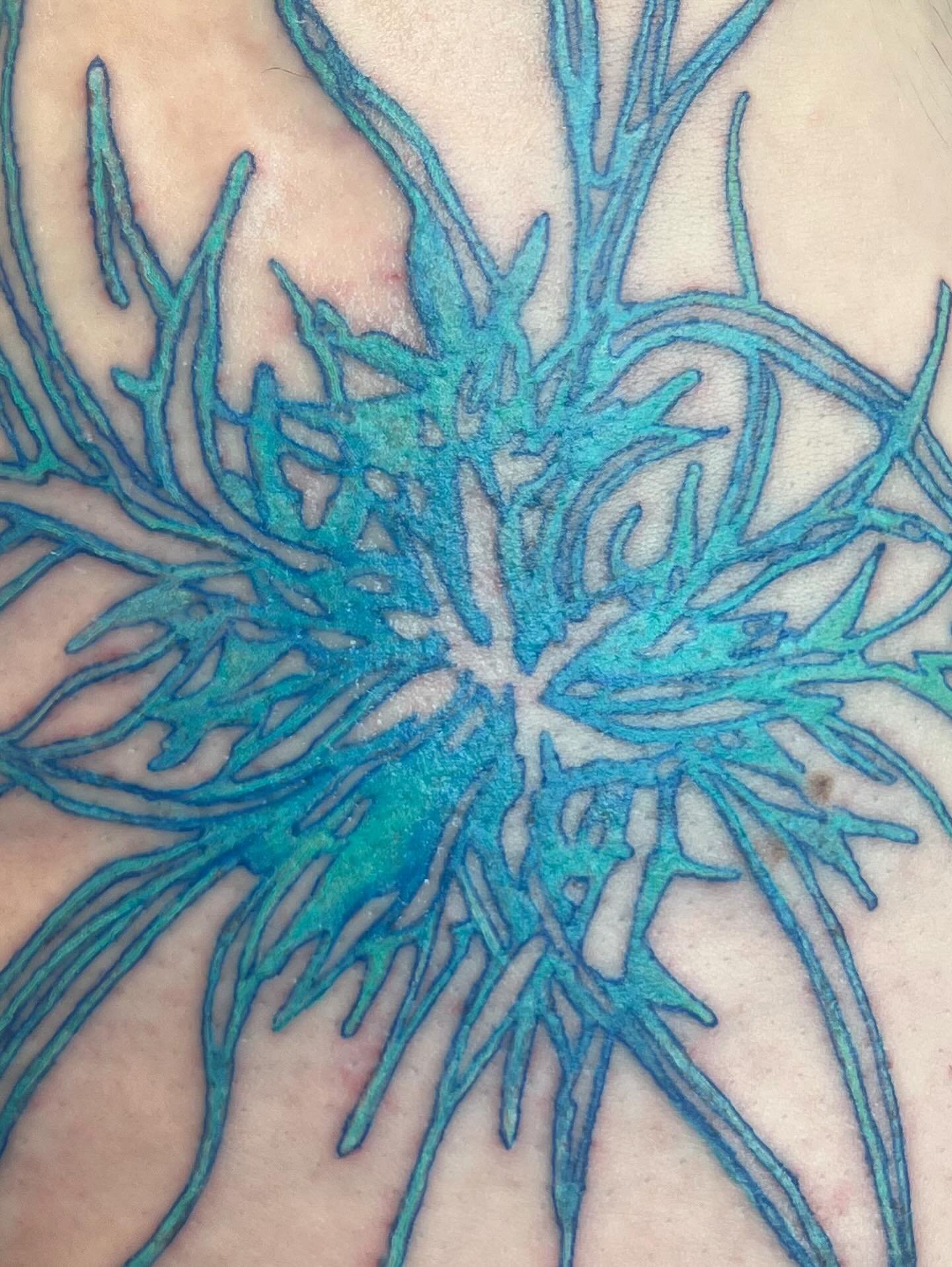 aquatic dream 🩵🐠
thank you so much for getting this design, i&rsquo;m in love with it
🧿🧿🧿
also love the healed @ladyblasphemy piece next to it!
thank you @lalalakermesse for having us &lt;4

#londontattoo #tattooart #colourtattoo #aquatictattoo 