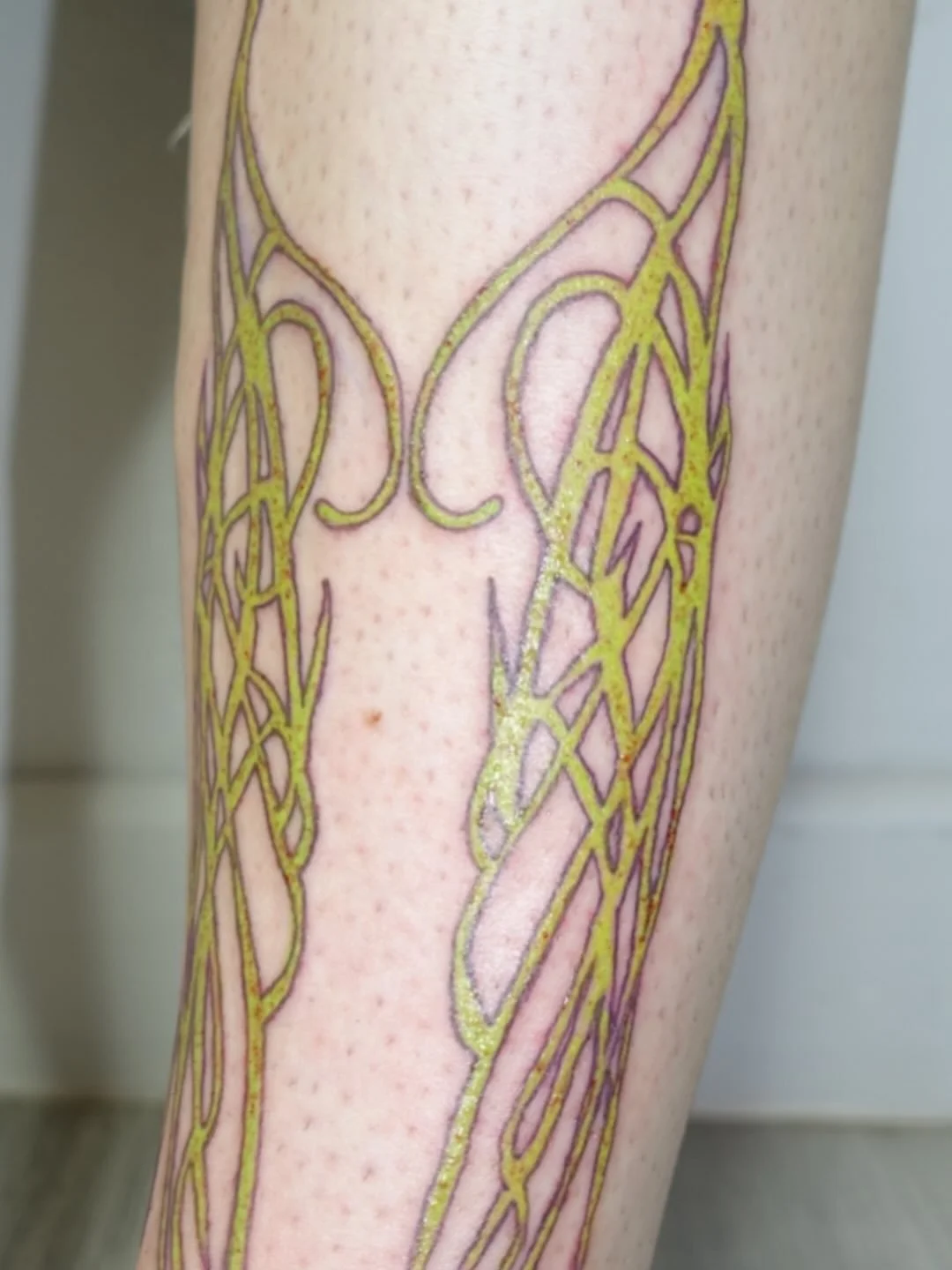 shin armour for eden!! as my part of our trade <3
check out their work!! @kiloblight 

#abstracttattoo #colourtattoo #shintattoo #bodyarmour #tribal #neotribal #biotribal #contemporarytattooing