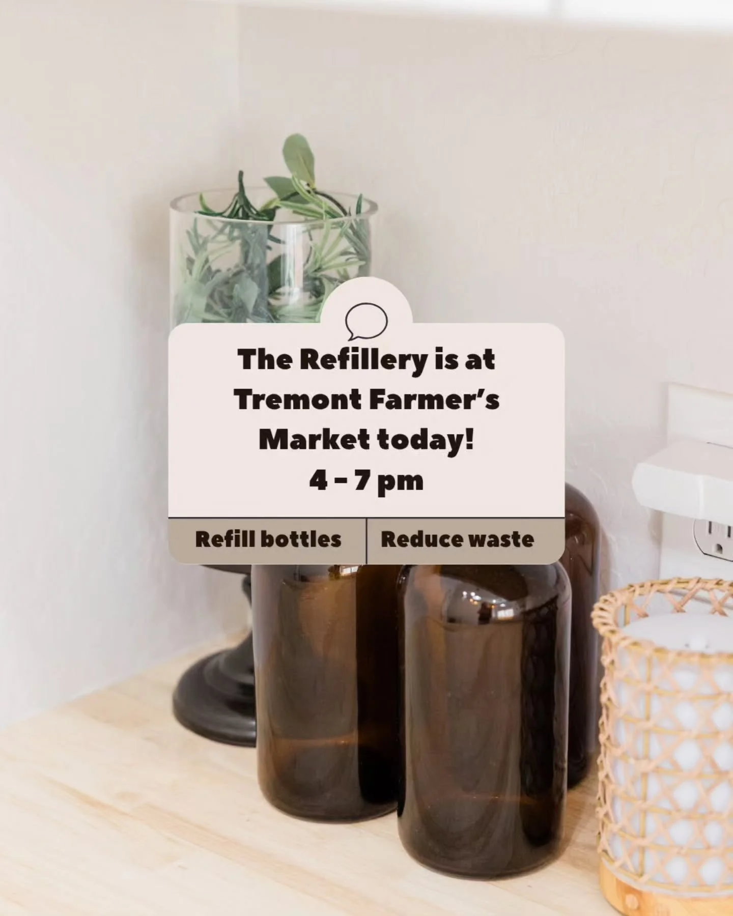 It's Tuesday! We'll be at the Tremont Farmer's Market from 4-7pm, ready to help the community reduce their single use plastics!

Come say "Hi" and fill your containers.