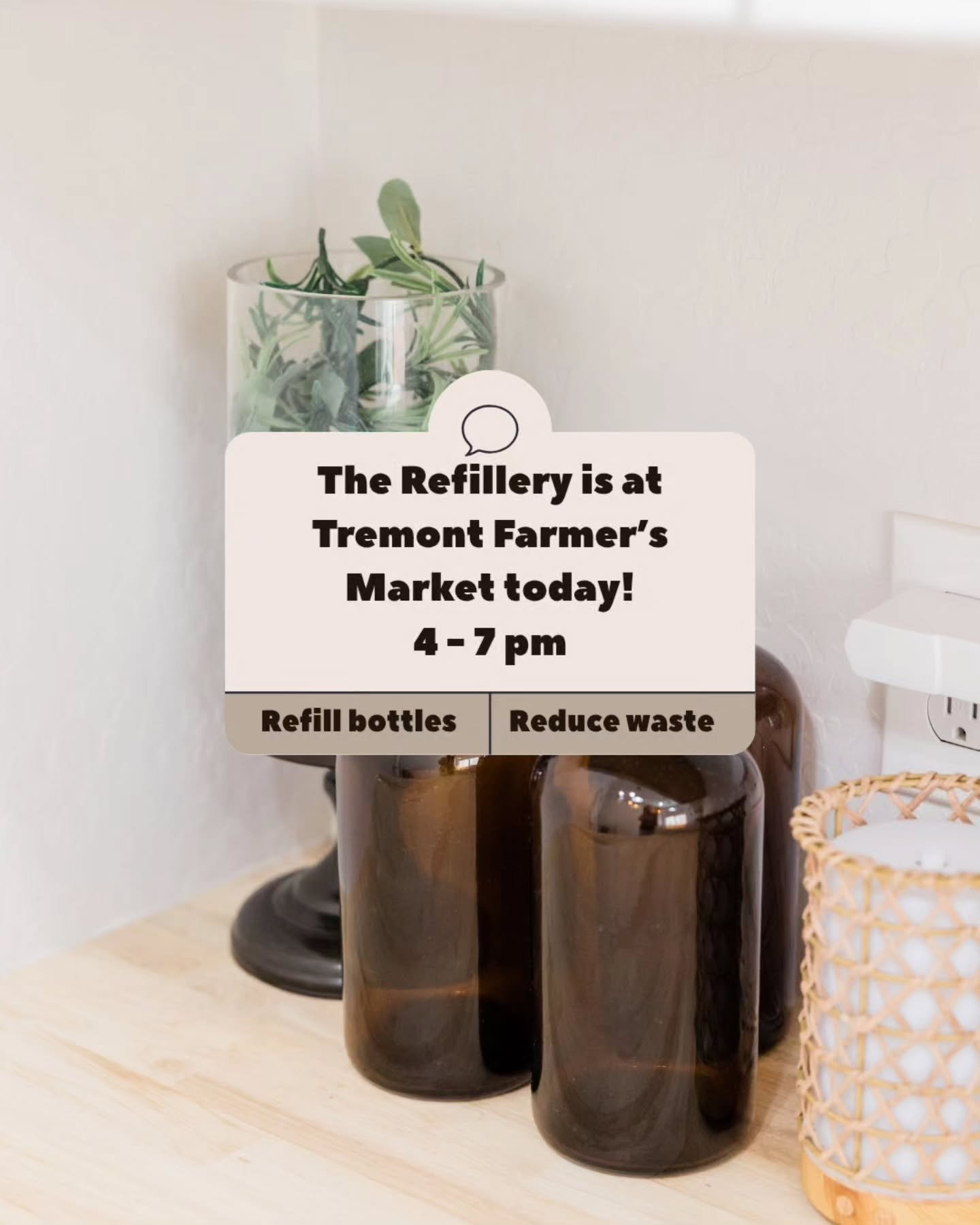 It's Tuesday! We'll be at the Tremont Farmer's Market from 4-7pm, ready to help the community reduce their single use plastics!

Come say "Hi" and fill your containers.