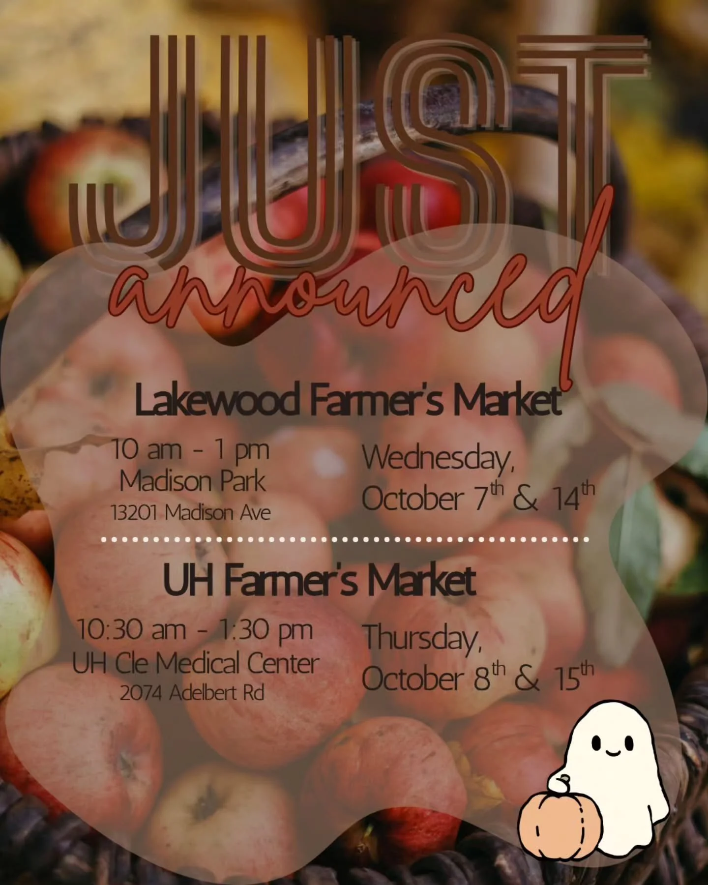 This just in!! We will be finishing off Lakewood and UH&rsquo;s Farmer&rsquo;s Markets this season.

Catch us at the last 2 weeks of markets for both locations! BYOB or get one of our&rsquo;s! Shop in person and learn how to become more waste free th