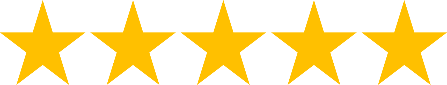 Five gold stars in a row.