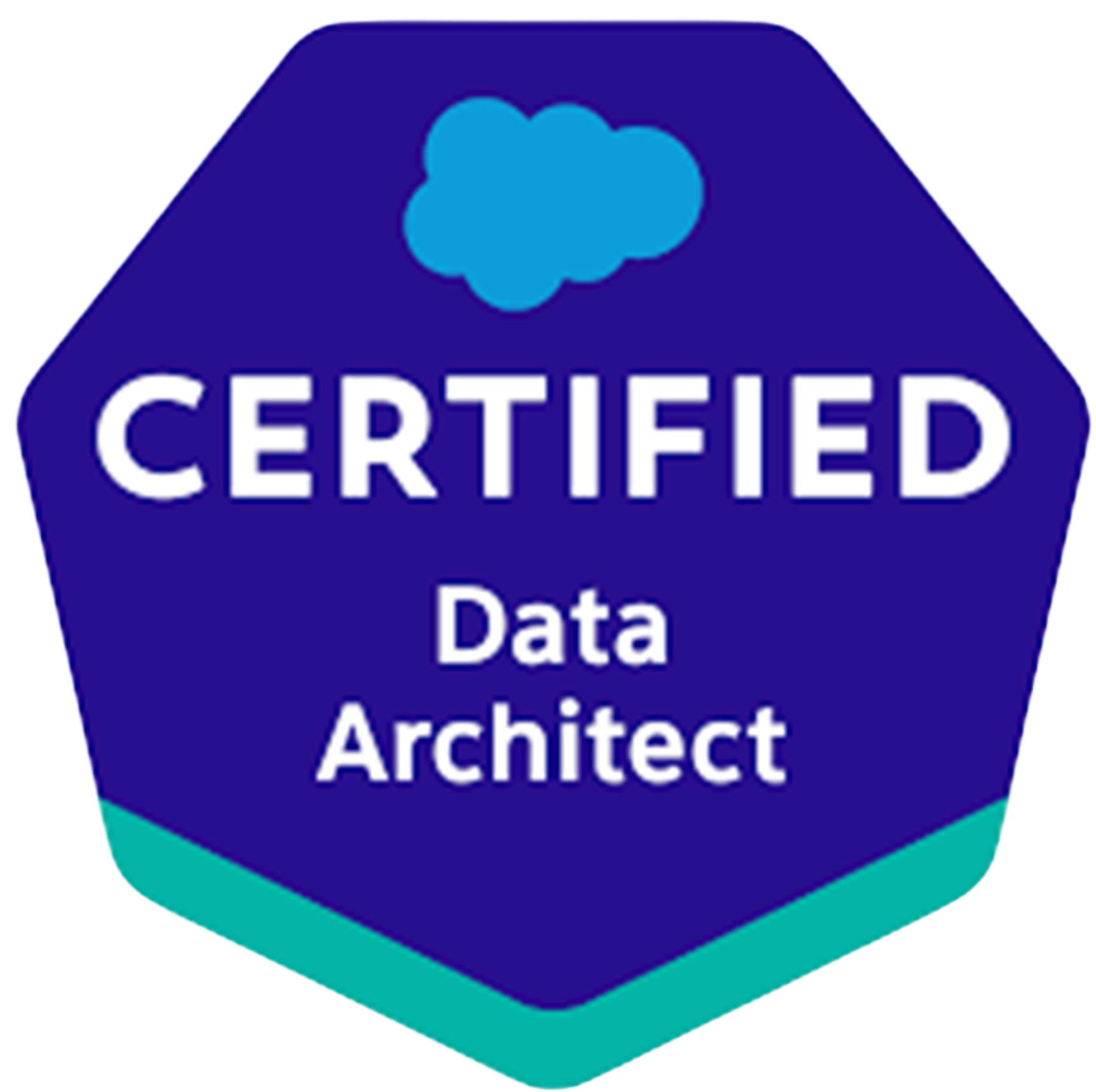 Certified Data Architect badge with a blue cloud icon on top.