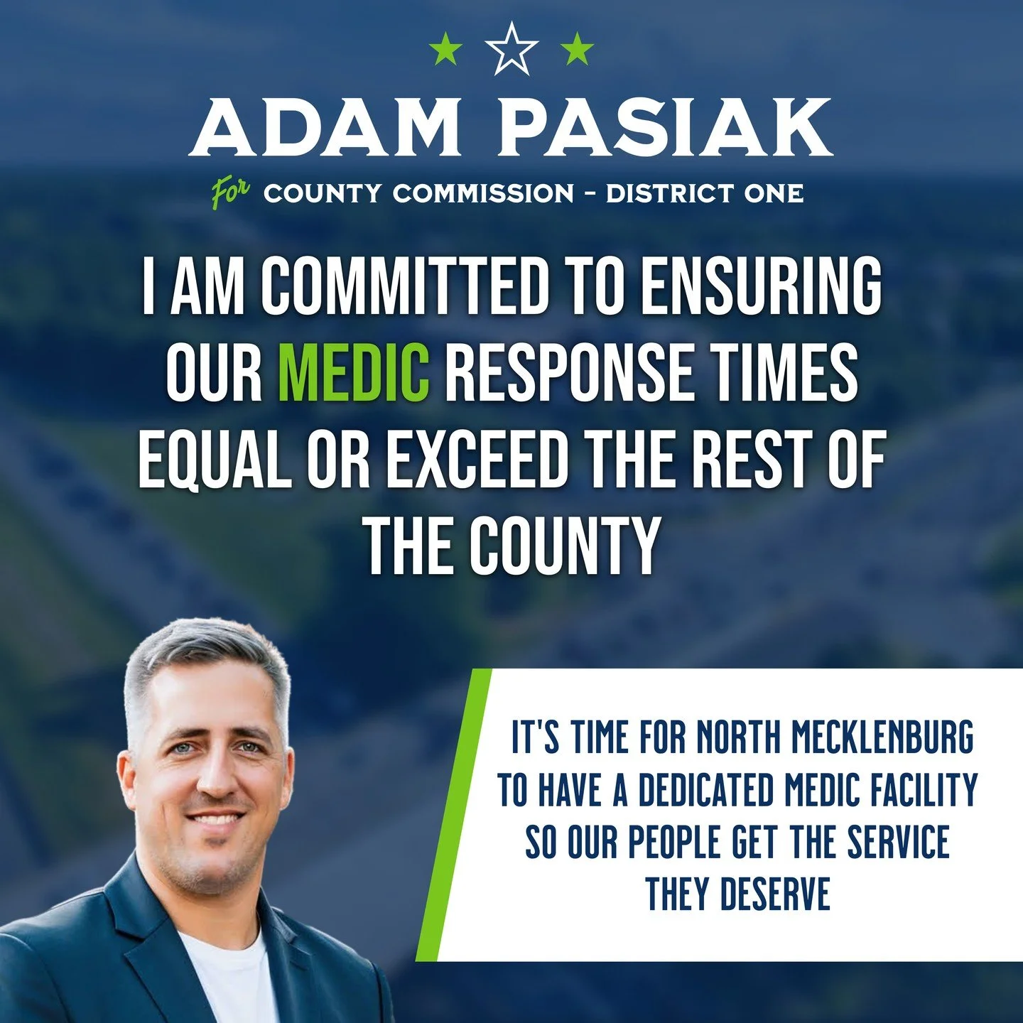 For to long now our community has relied on local fire and police services to provide MEDIC services due to longer than acceptable response times.

Primary Election is March 3rd!

Vote Pasiak for County Commission - District One to ensure we receive 