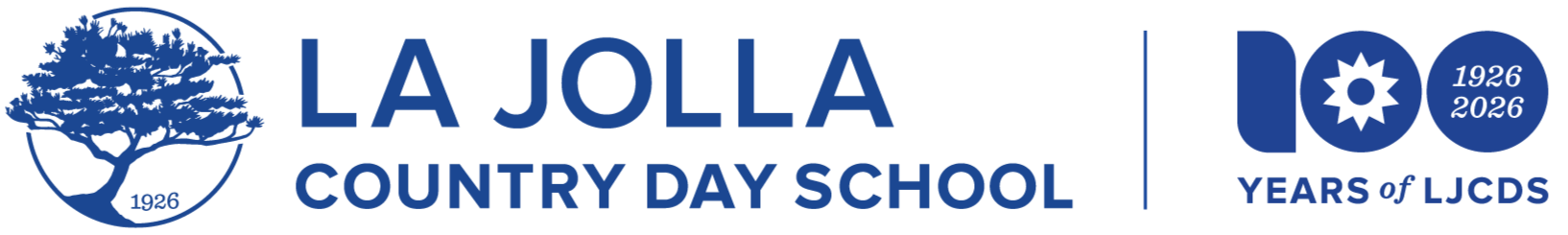 The logo of La Jolla Country Day School, established in 1926, celebrating 100 years from 1926 to 2026, featuring a tree and text in blue.