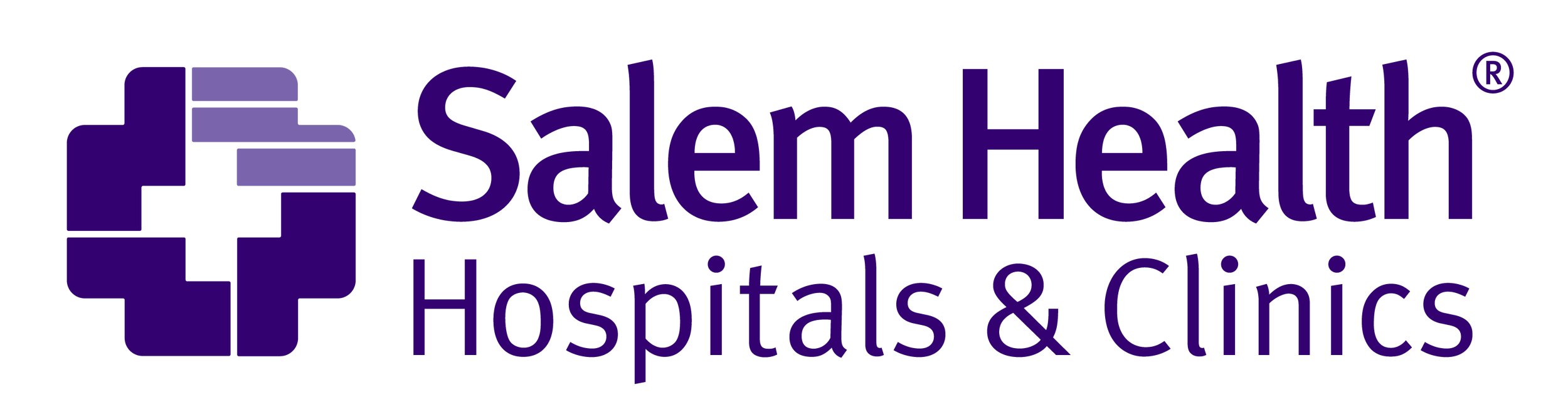 Logo of Salem Health Hospitals and Clinics in purple and green colors.