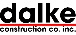 Logo of Dake Construction Co., Inc., featuring the company name in black text with a red underline.