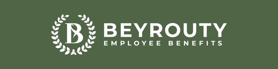 Green background with white text and logo for Beyrouty Employee Benefits.