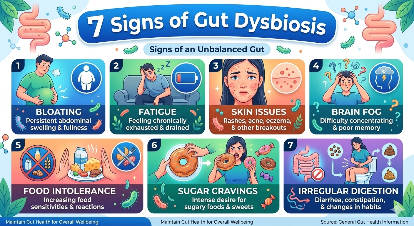 7 signs of gut dysbiosis.