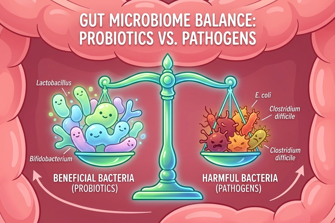 Balance of GI microorganisms : healthy versus unhealthy