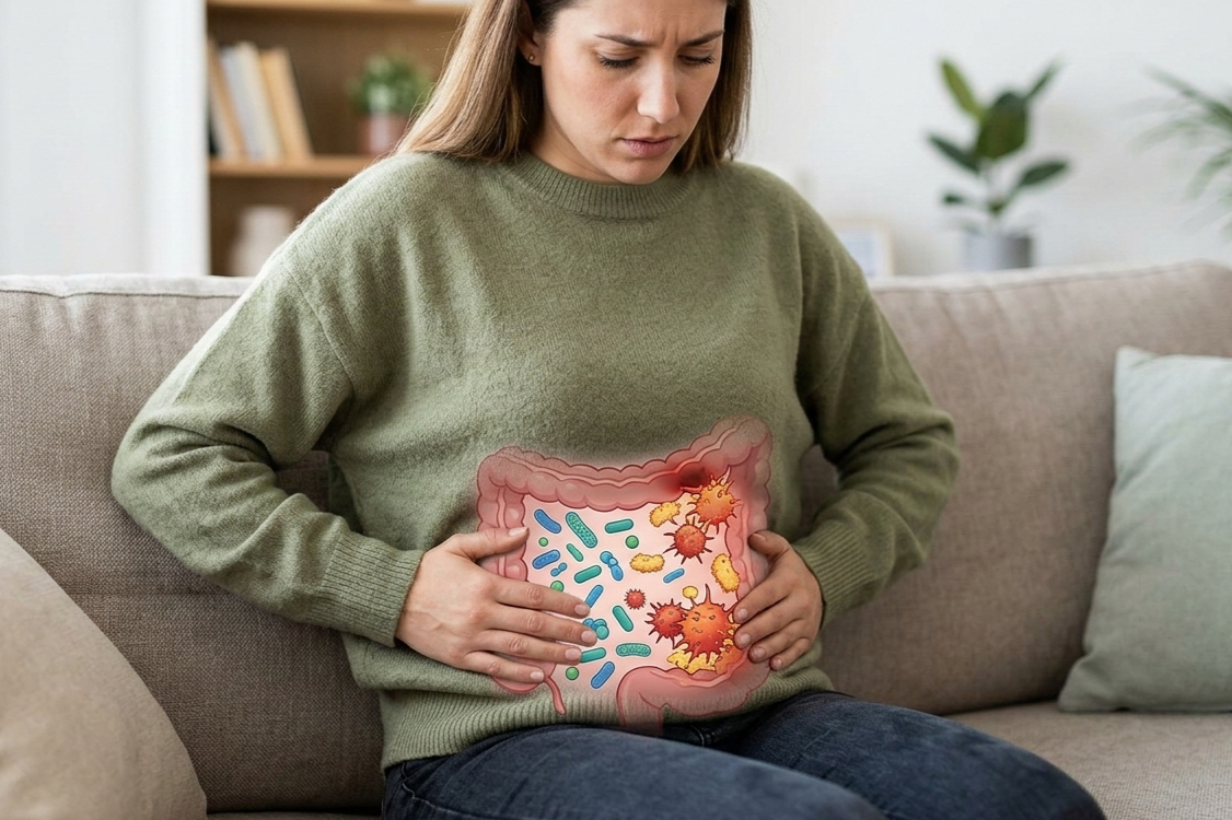 Image of a woman and her microbiome.