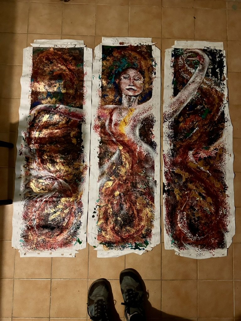 The triptych in process