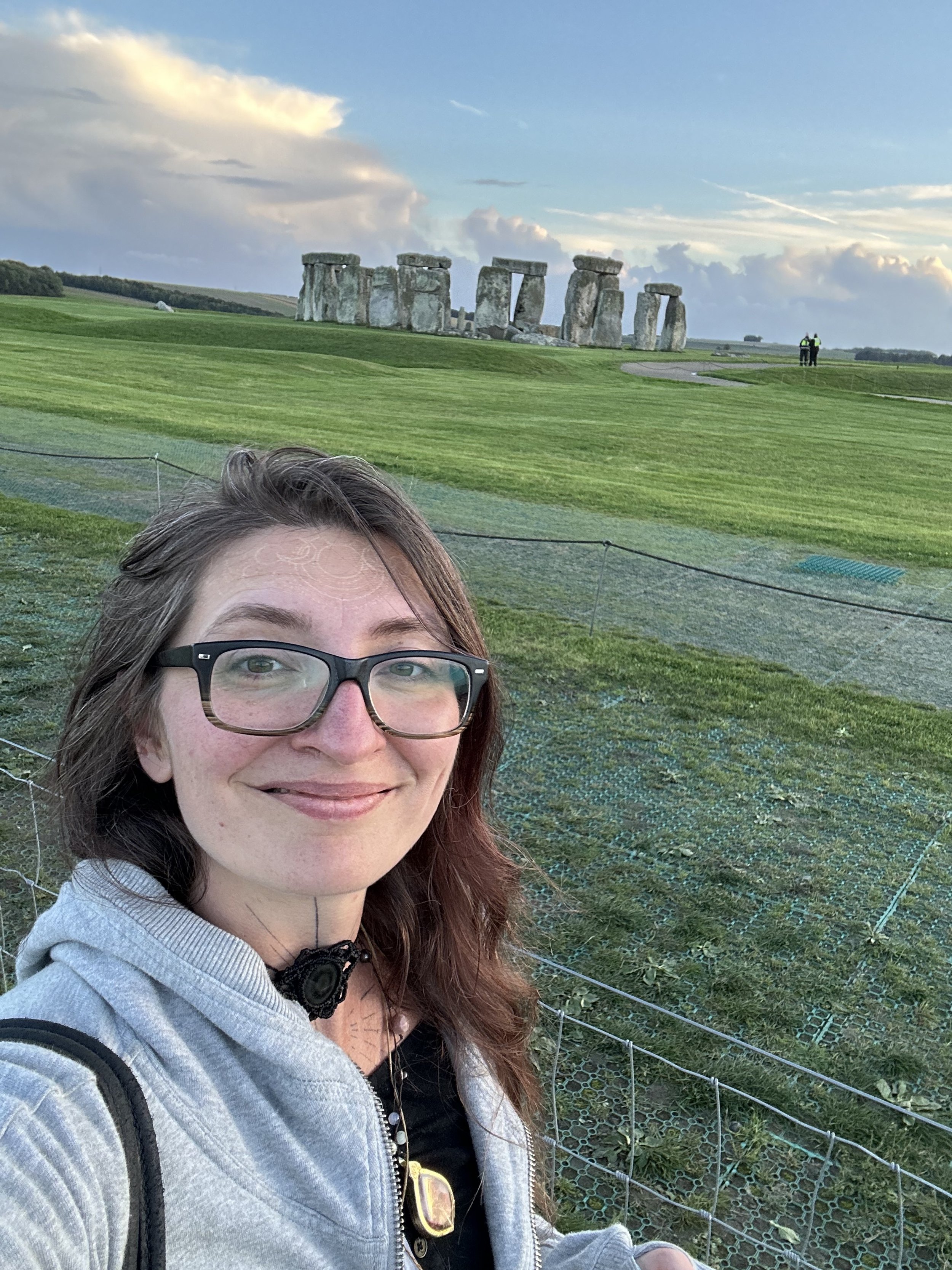 Juliette Bodenchuk Berry selfie at Stonehenge Cornwall England