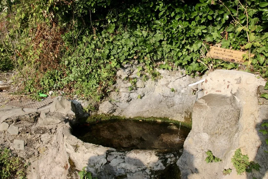 The ancient spring near the temple, with a hand written sign saying "L' acqua e' vita... rispettiamola :) :) N'ON ROMPE"