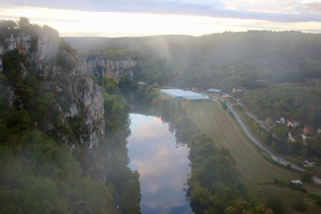 Looking up river, towards the caves
