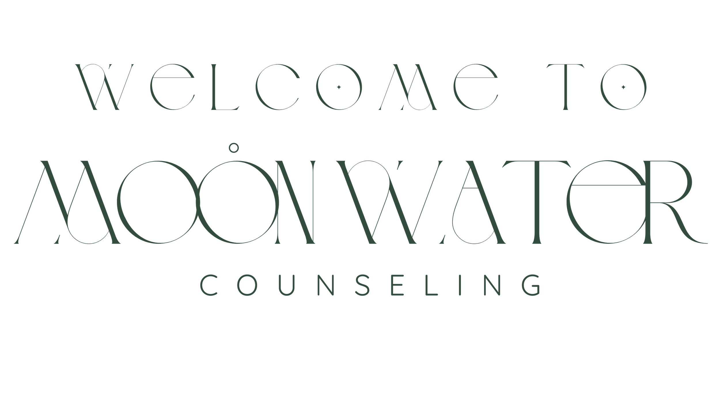 Text reading "Welcome to Moonwater Counseling" on a black background.