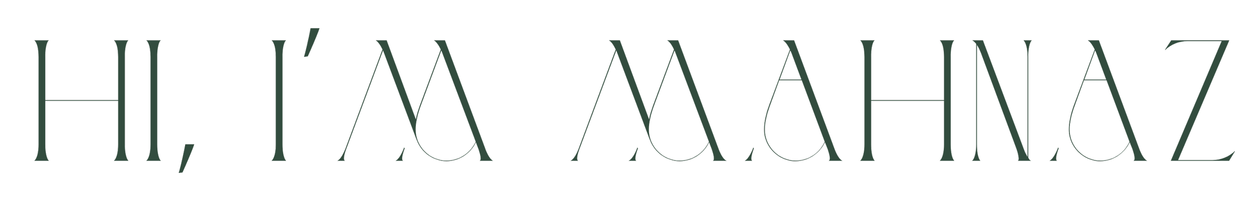 Stylized text saying, 'Hi, I'm MaHnAz'.