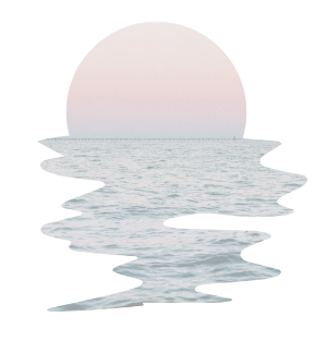 Sun setting over the ocean with calm waves.