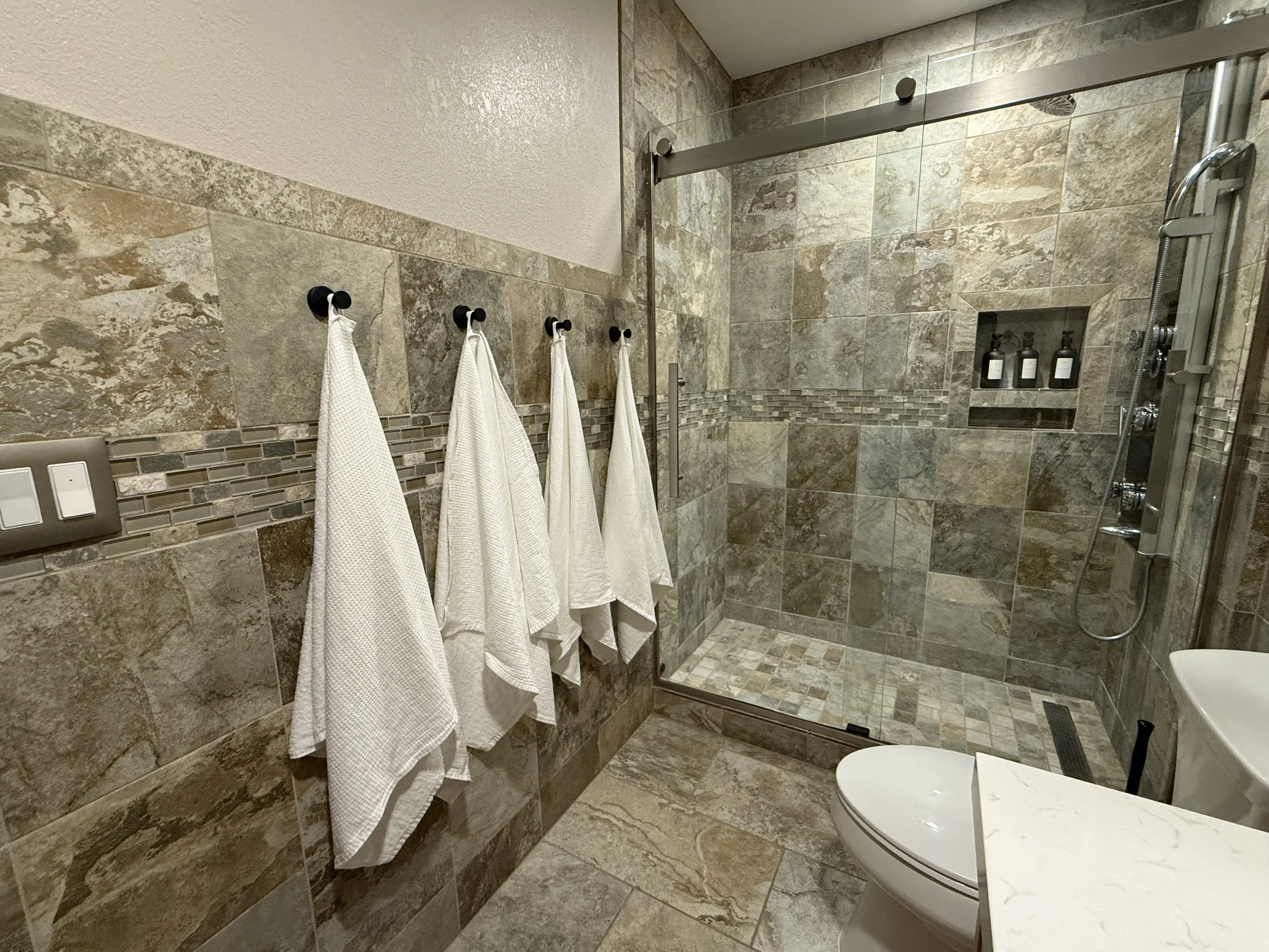Bathroom with Tiled Rain Shower