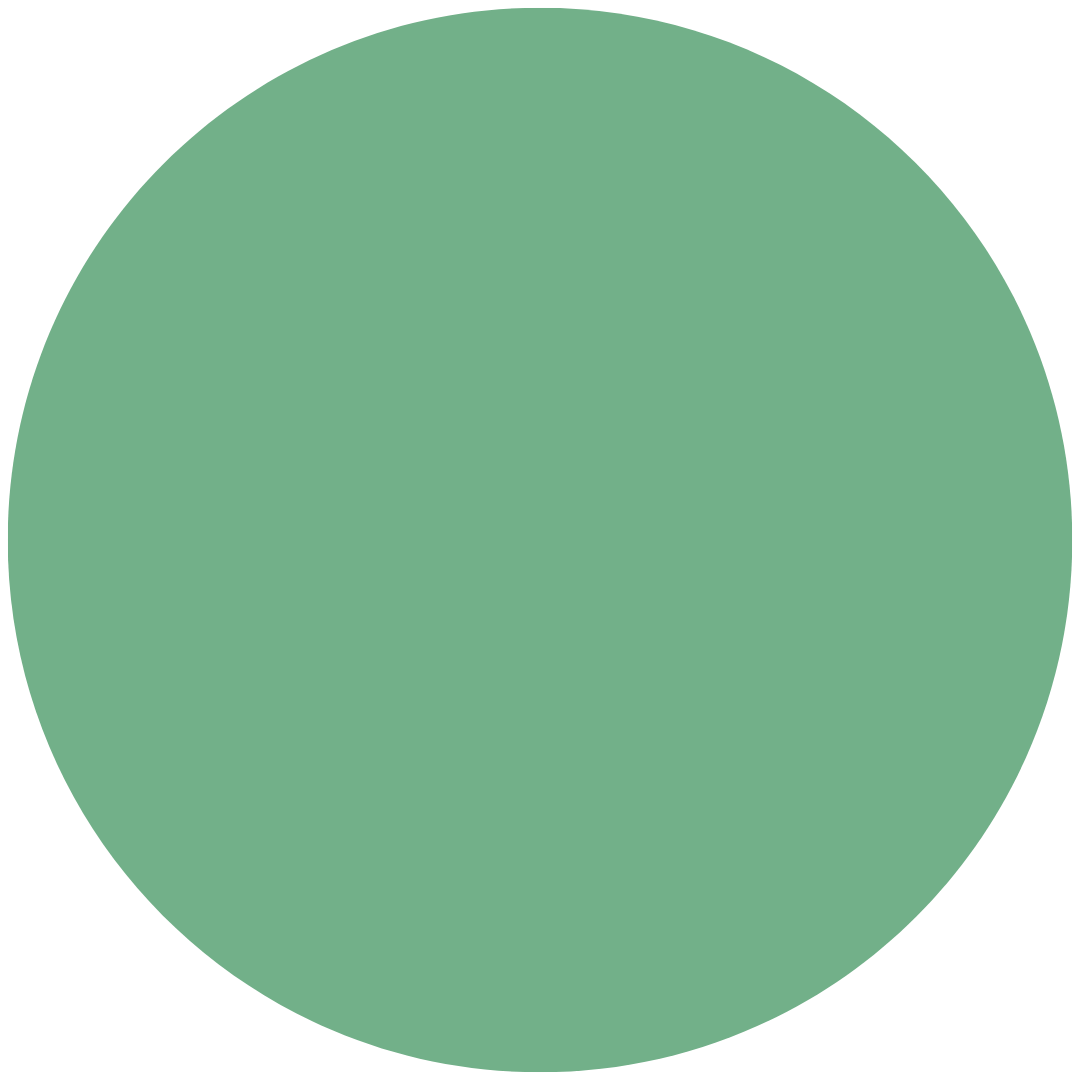 A large, solid sage green-colored circle with no additional features or details.