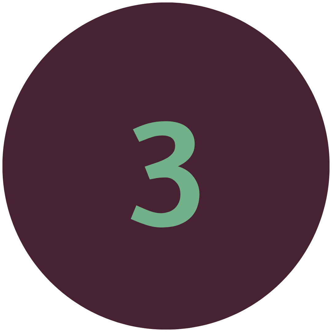 Teal circle with a white number three in the center.