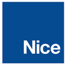 Blue background with the white text 'Nice' in a square logo