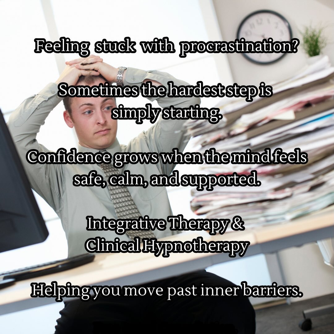 Procrastination often isn&rsquo;t about laziness, it&rsquo;s usually connected to anxiety, self-doubt, or feeling overwhelmed.

When the mind is under pressure, it naturally avoids what feels difficult or uncertain.

Through Integrative Therapy and C