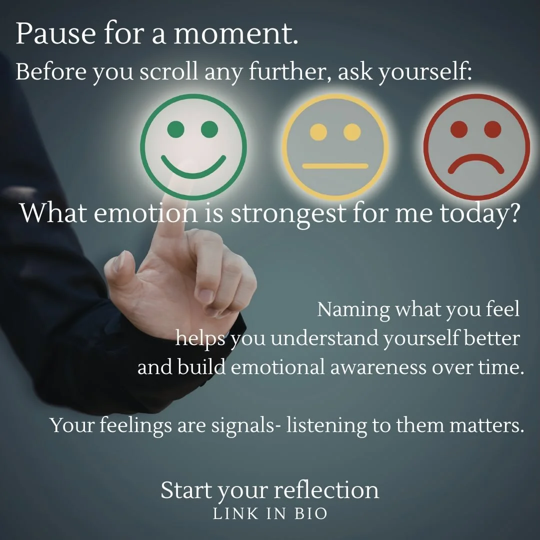 A gentle reminder today.

Check in with yourself.

What emotion is strongest right now?

You don&rsquo;t need to fix it or push it away. Simply noticing how you feel can help build emotional awareness and self-understanding.

Begin your reflection. 
