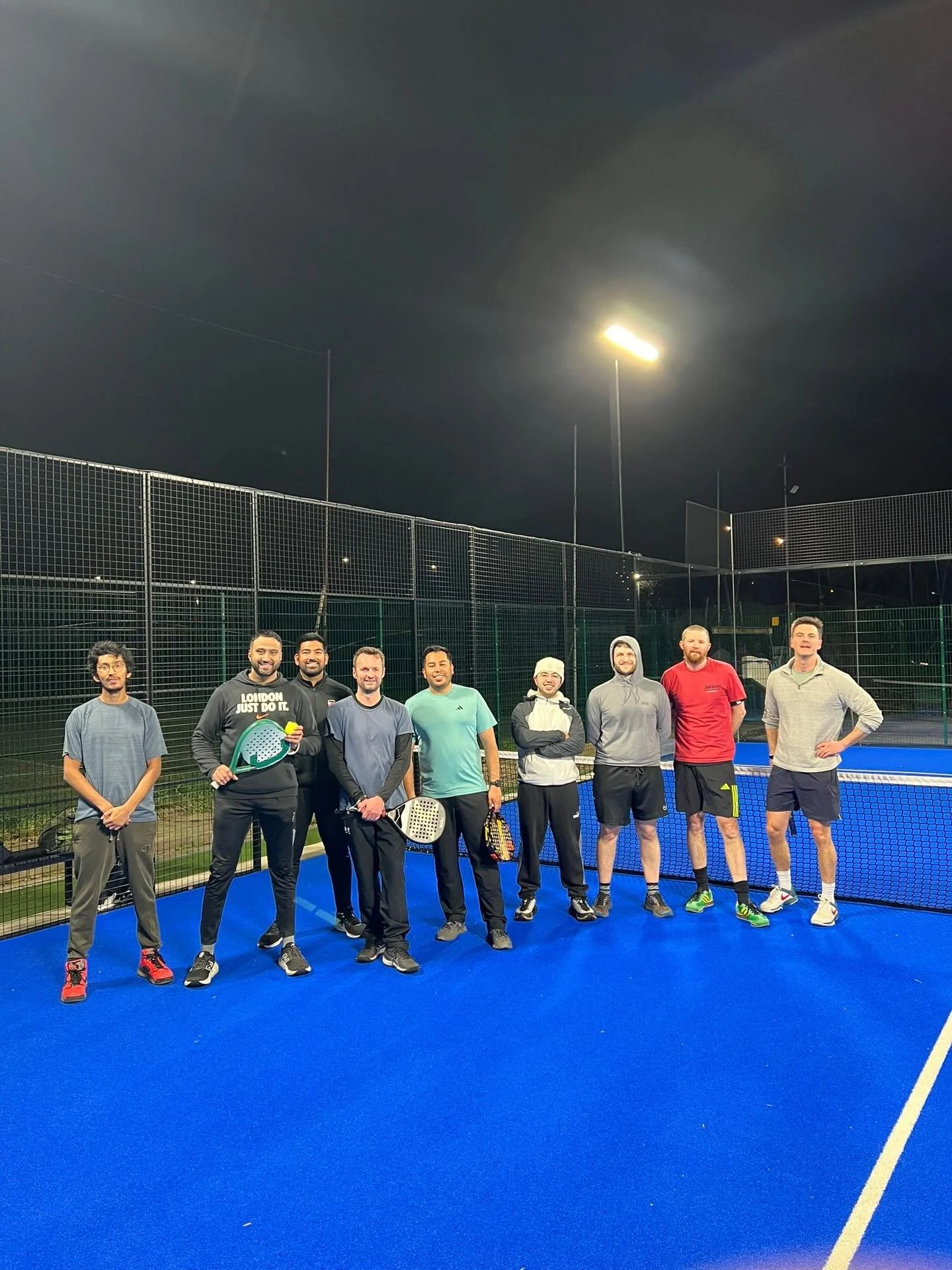 We&rsquo;re loving our January evening socials 💙 padel socials in winter: you warm up pretty quick, layers off by game two, you feel great afterwards. Again next week?