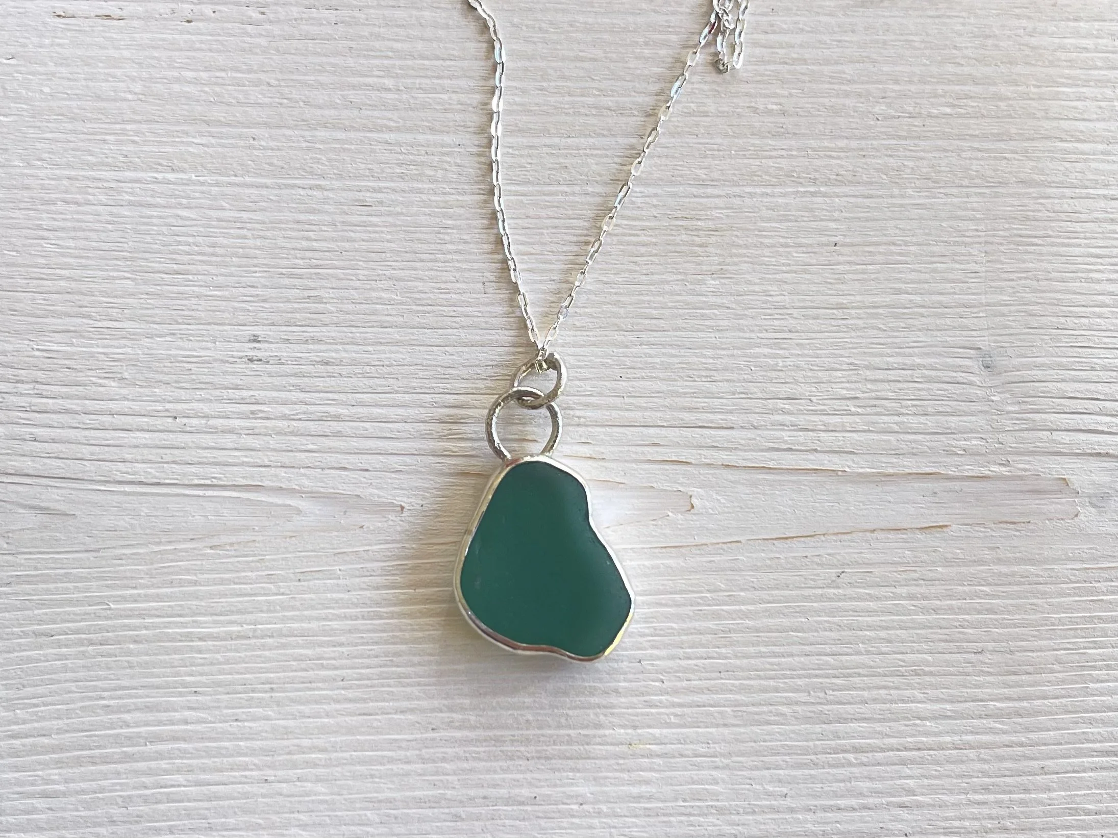 Ultra Rare Teal Sea Glass Pendant