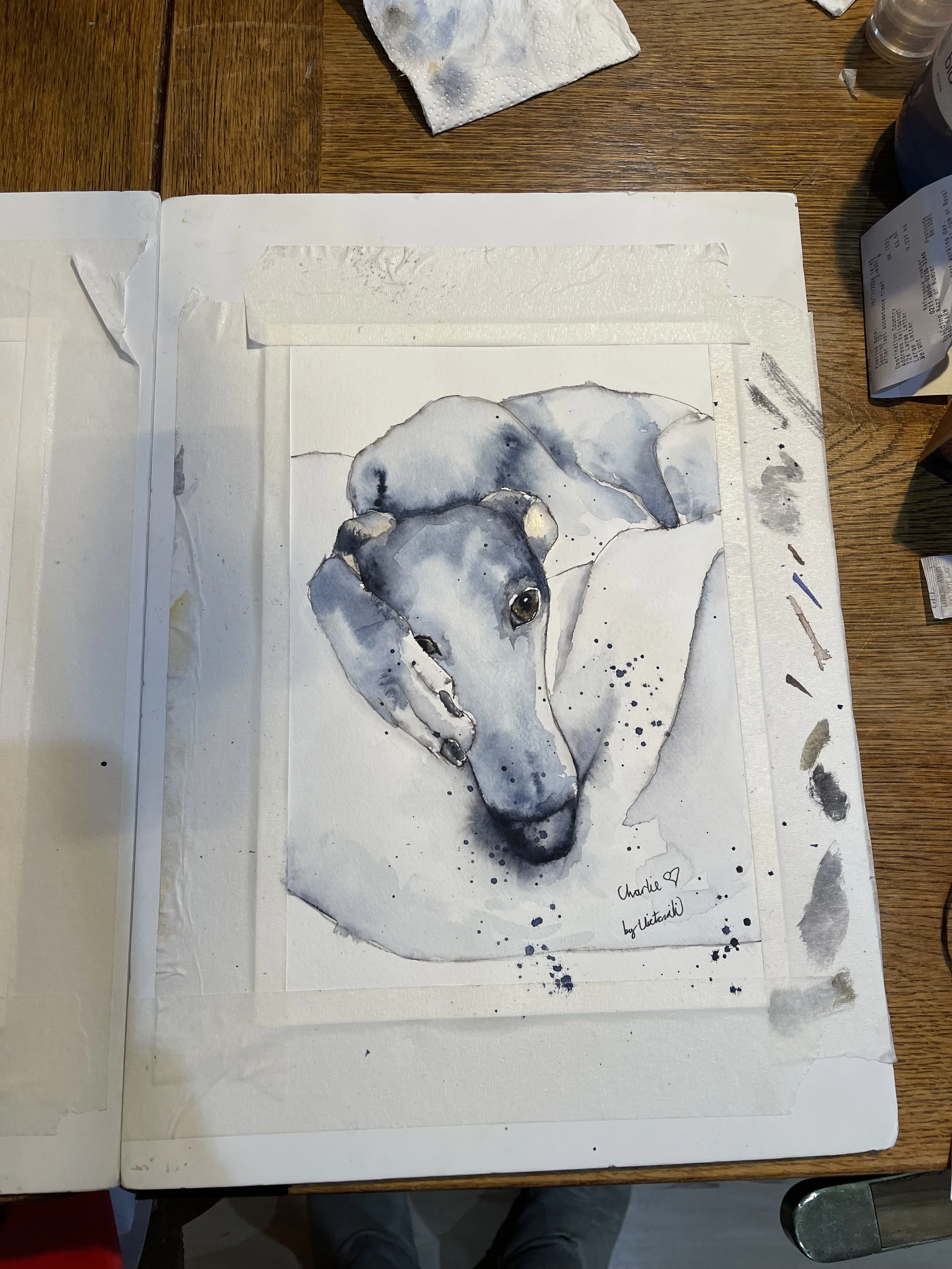 Charlie the greyhound watercolour