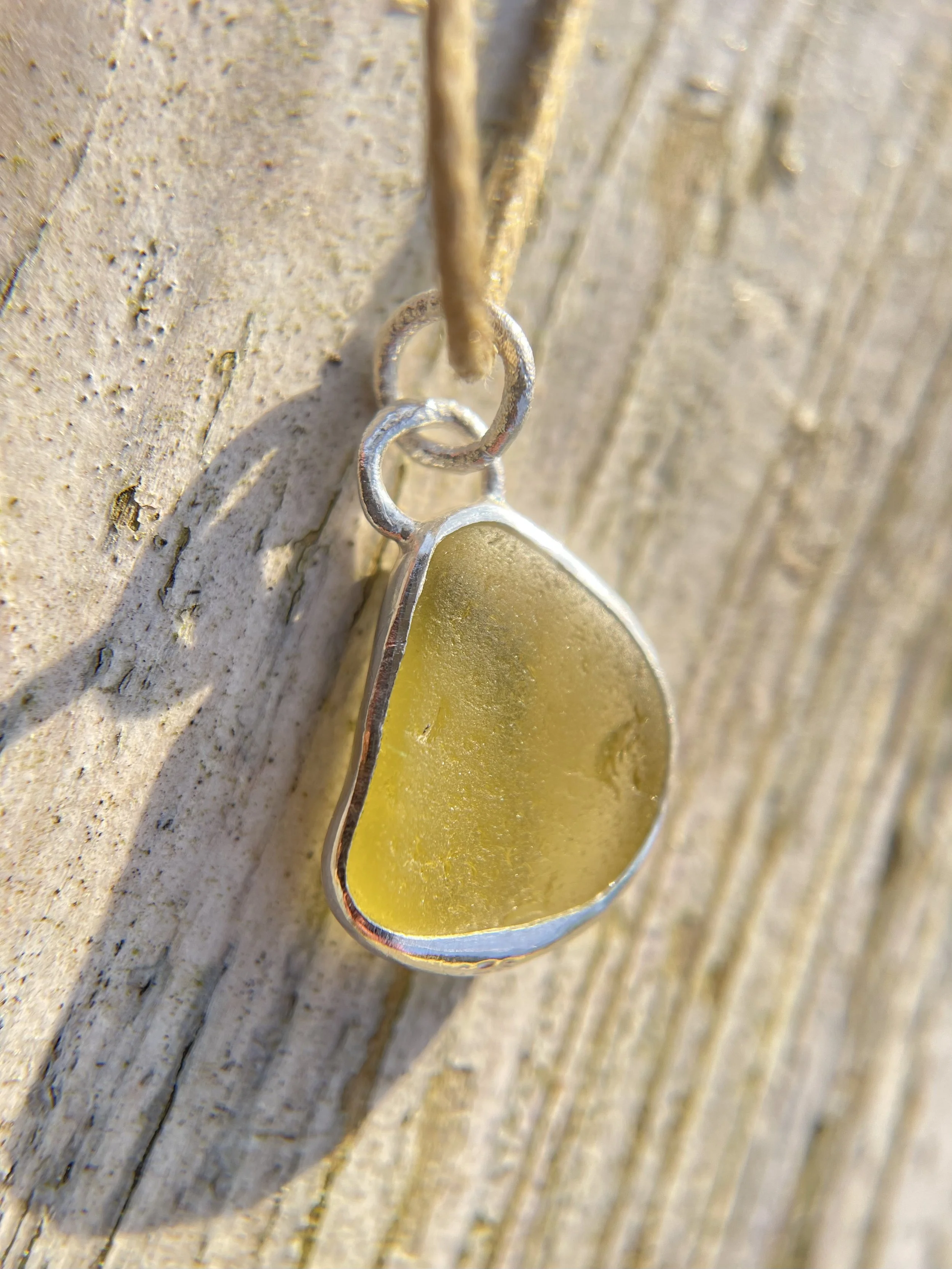 Ultra Rare Yellow Sea Glass Pendant