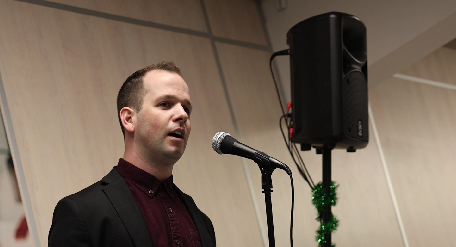 Jeff Sings It's Beginning to Look a Lot Like Christmas at a Coquitlam Express Game