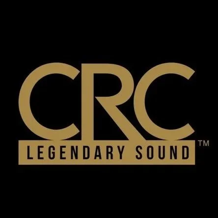 Logo with the text 'CRC Legendary Sound' in gold lettering on a black background.