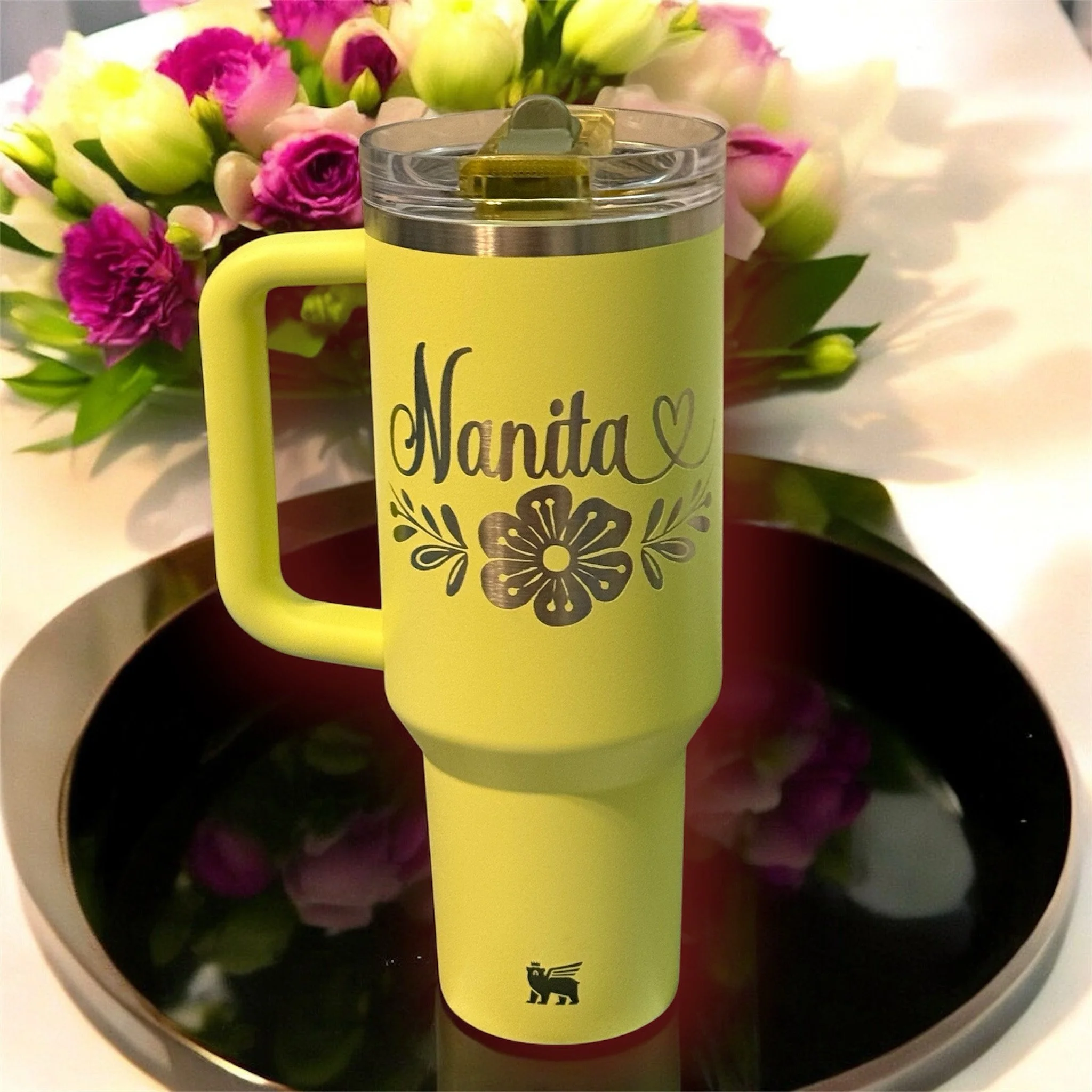 Stanley Mug Custom Etching- Flower
