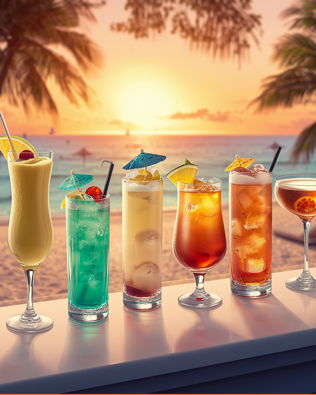 Classic cocktails and tropical umbrella drinks