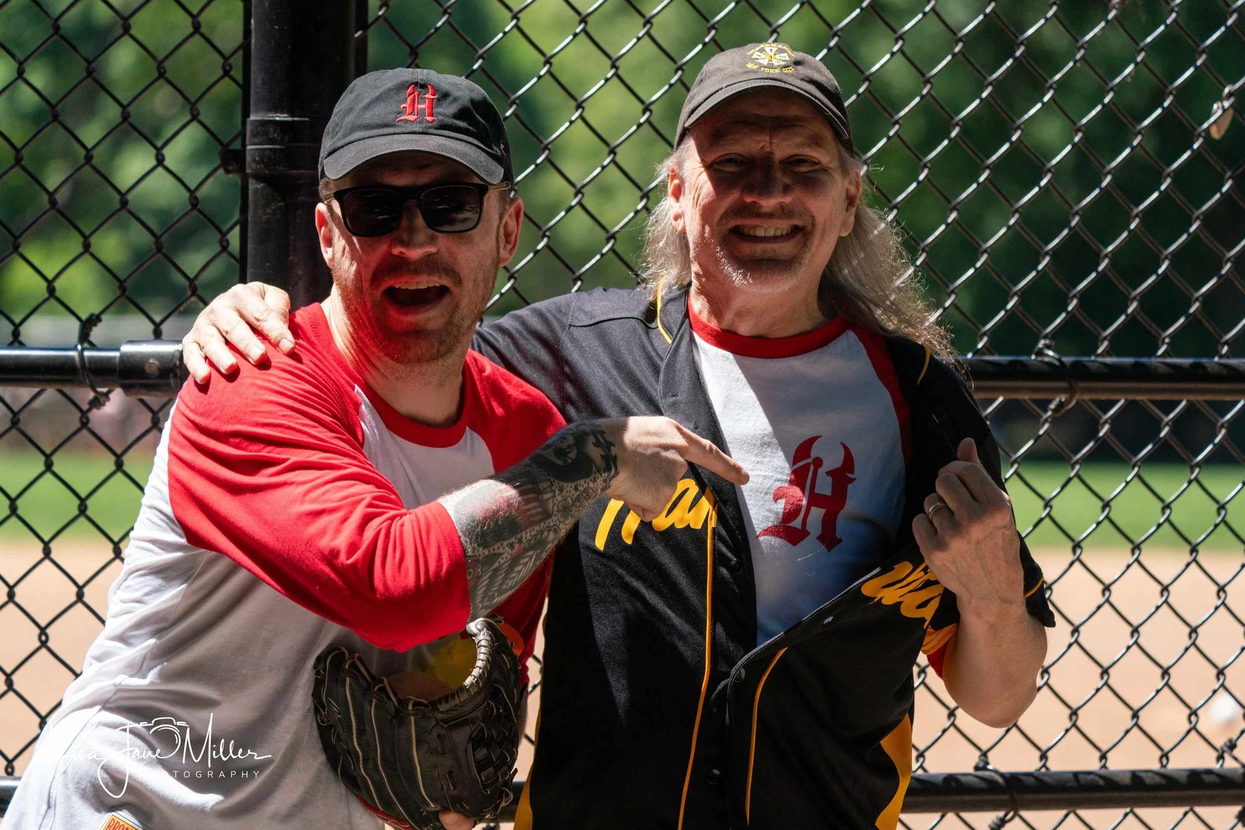 Just me and my Dad, playing Broadway Show League softball in the park.