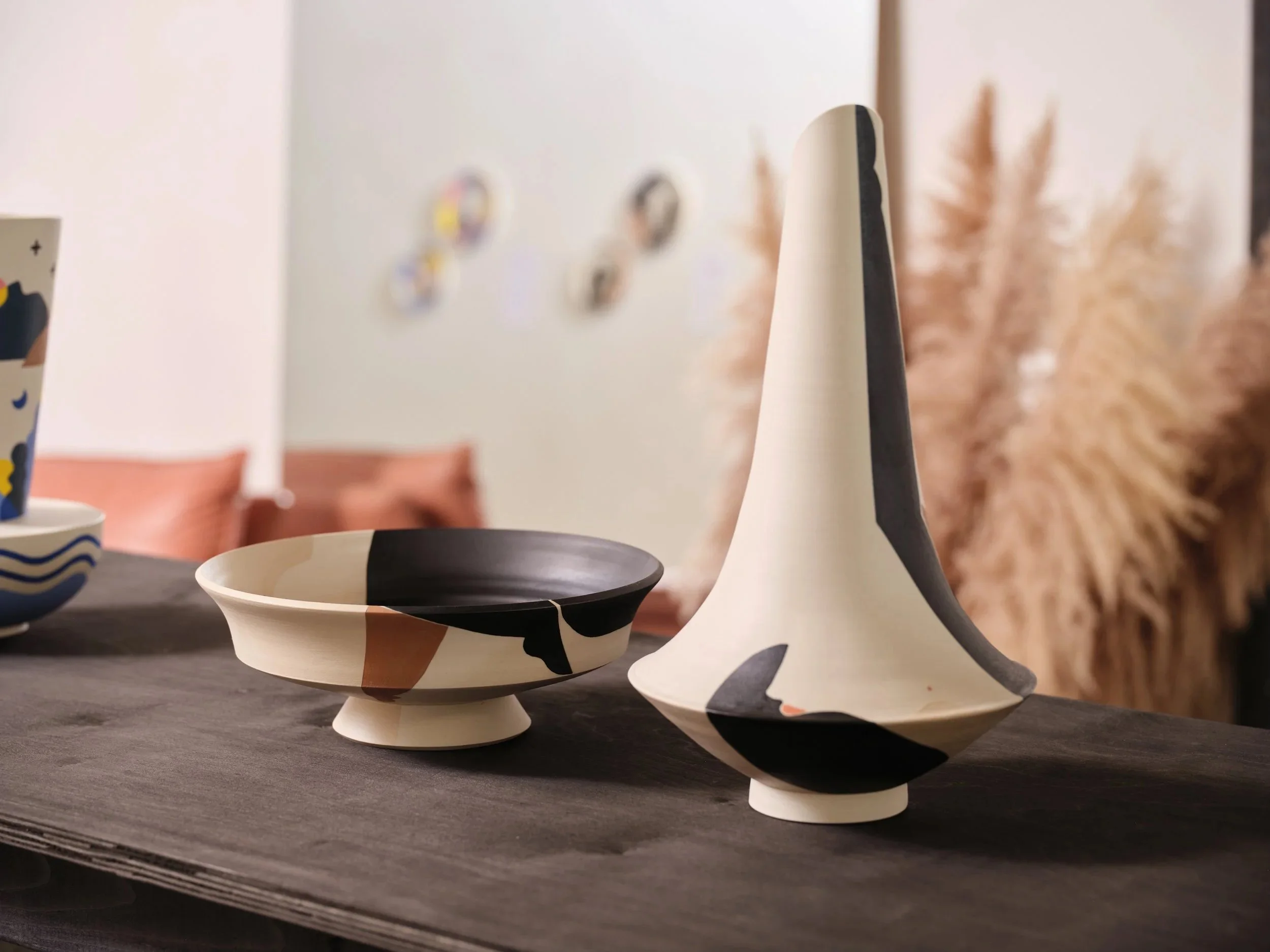 CLAY IN COLOUR : DOWN TO EARTH - VASE & PEDESTAL BOWL VASE DIMENSIONS 8 X 8 X 16 INCHES CLEAR GLAZE INSIDE 2022_Shazmin Hussein.jpg
