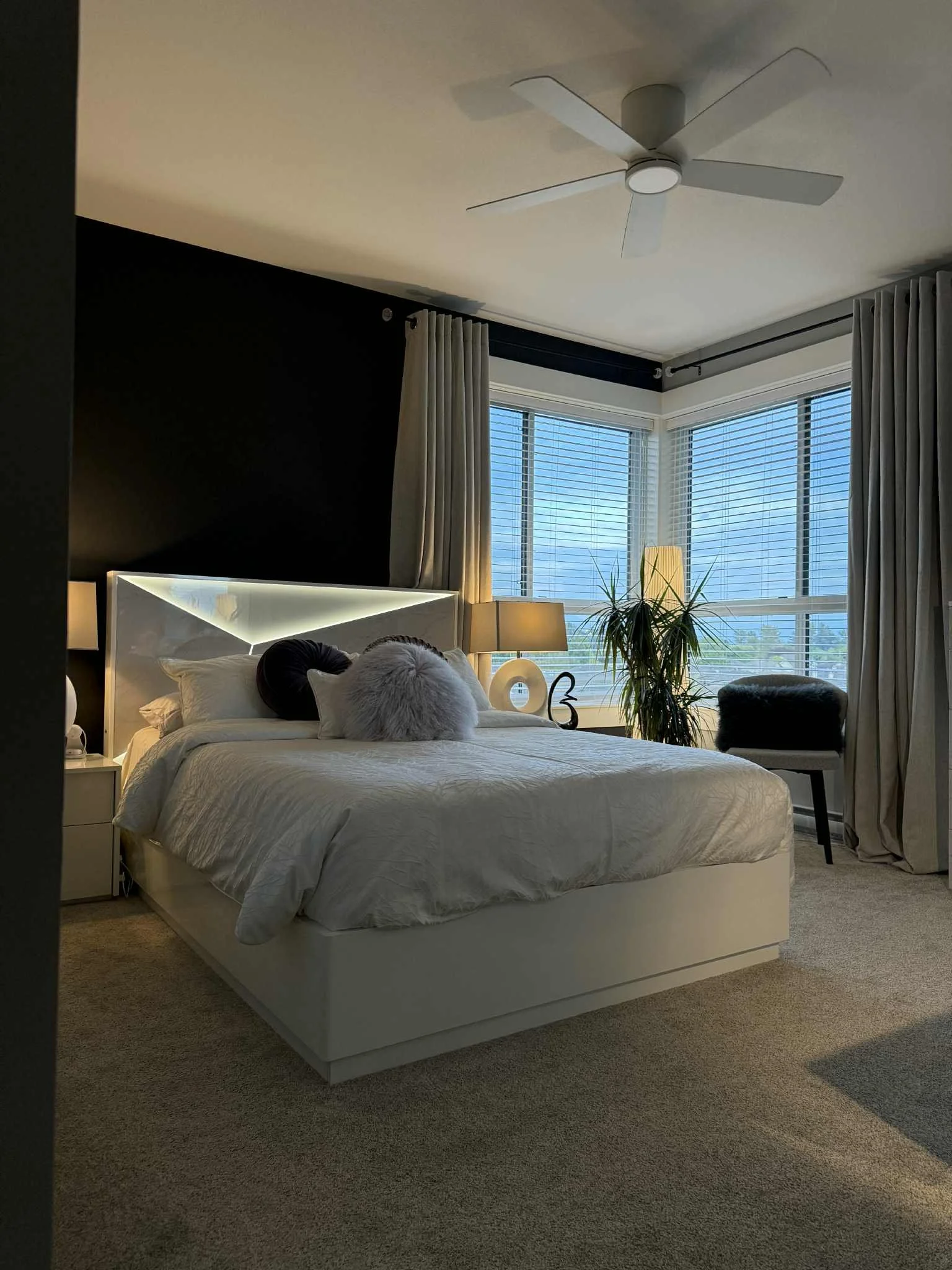 Master bedroom curtains installed.