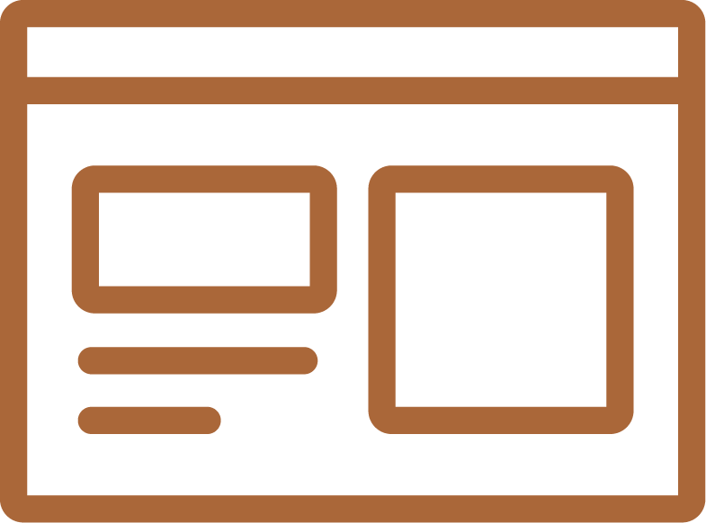 Simplified illustration of a webpage layout with an orange border and various rectangular sections representing content blocks.