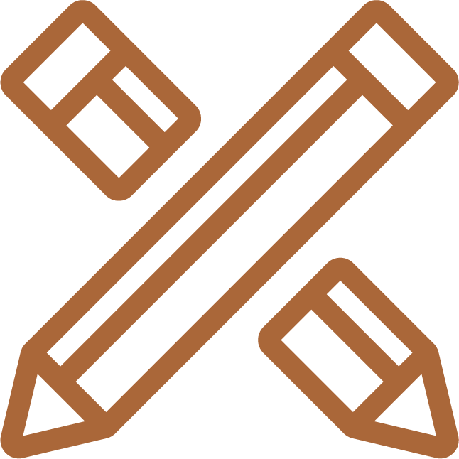 Illustration of two orange pencils crossing over each other.