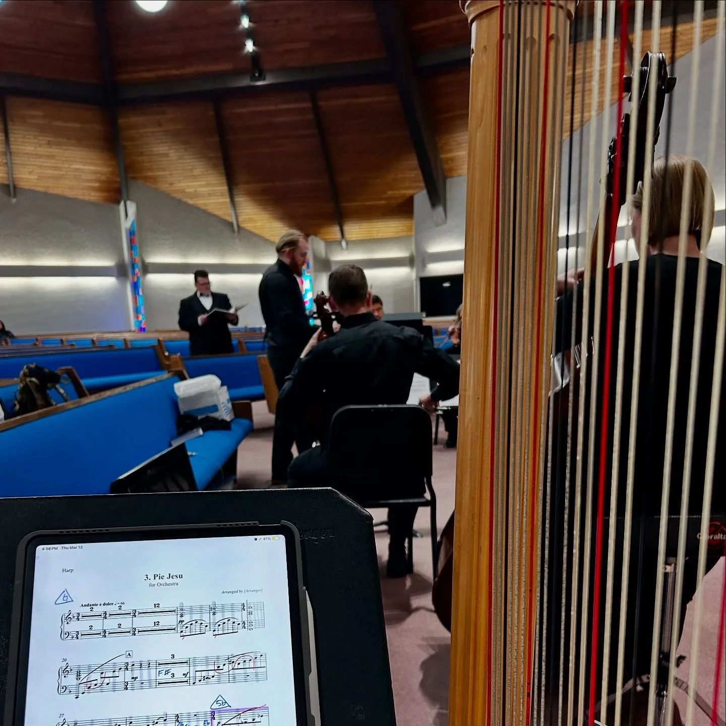 don&rsquo;t worry, i wasn&rsquo;t in this movement 😉 i&rsquo;m in bakersfield tonight under the batons of timothy williams and michael ellsworth performing john rutter&rsquo;s requiem. it&rsquo;s a juicy harp part (can i call a religious piece &ldqu