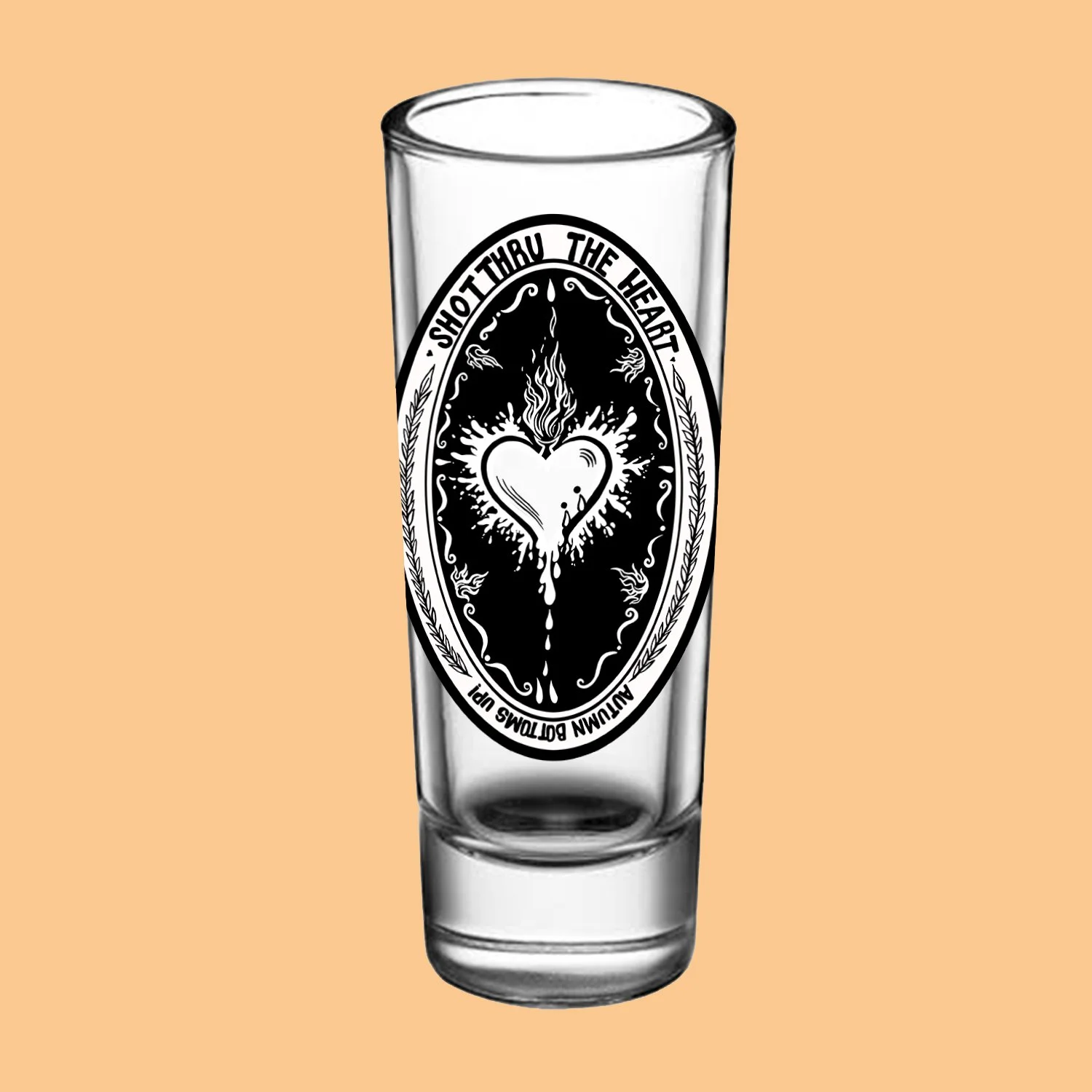Shot Thru the Heart Shot Glass